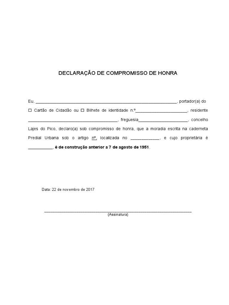 Declaração de Honra Anterior A 1951 | PDF