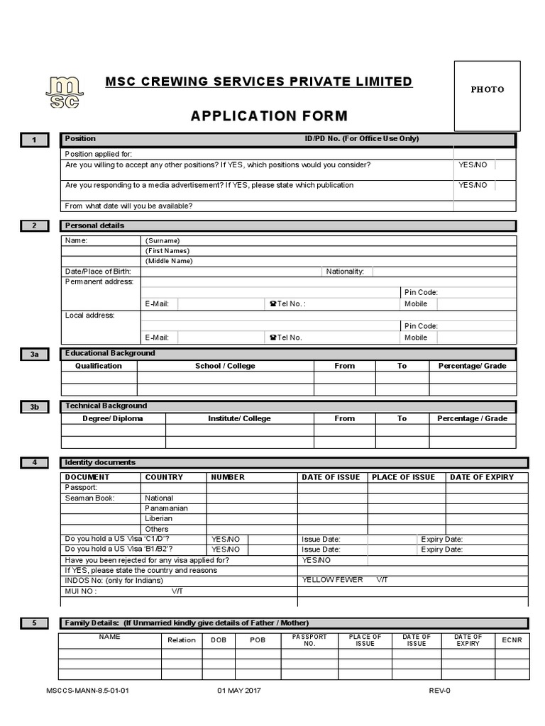 Msccs - Application Form | PDF
