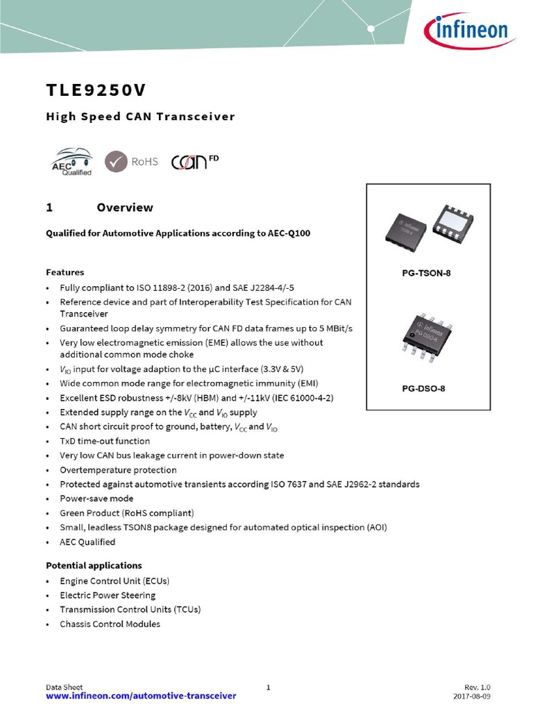 Tle925ov High Speed Can Transceiver PDF