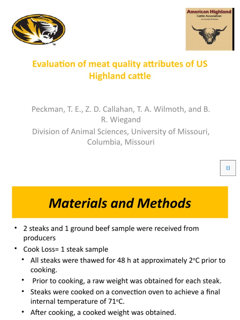 Aula Evaluation of Meat Quality Attributes of US Highland PDF