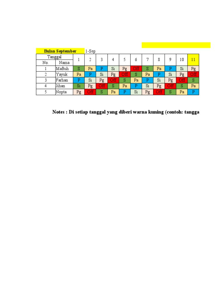 Jadwal Shift | PDF