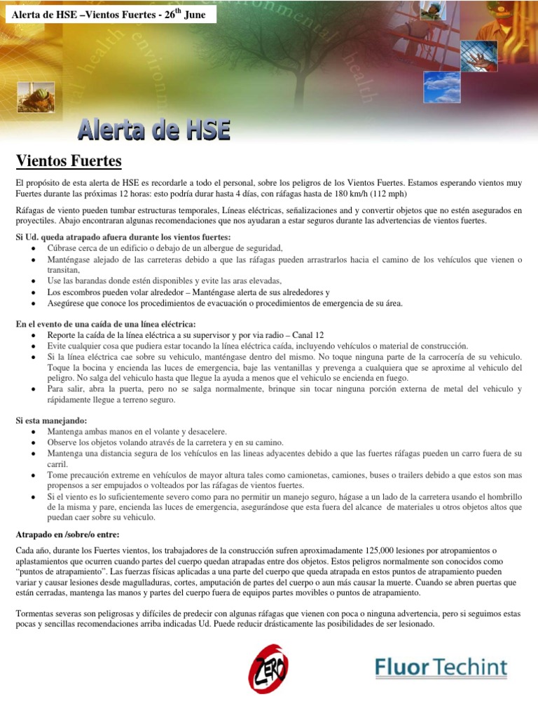 HSE ALERT - High Winds - 26th June 2013 - ESP | PDF | Ciclones ...