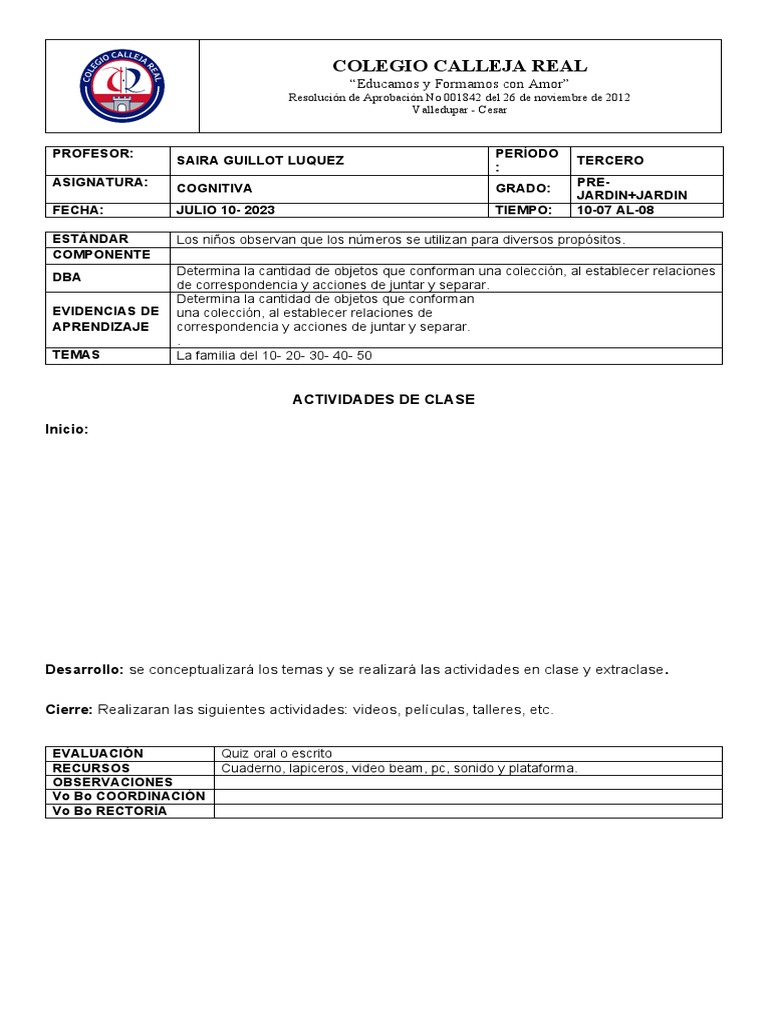 Formato de Planeaciones de Clases | PDF