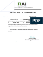 Certificate of Employment: March 5, 2019 Nel Rose Laraño