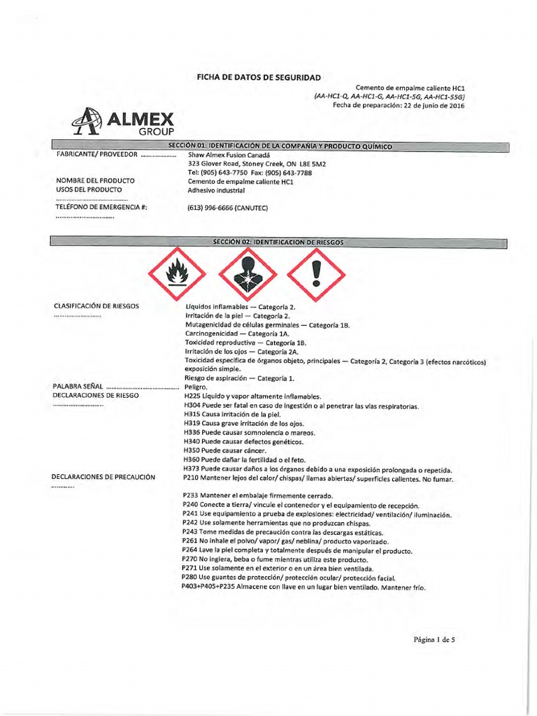 MSDS HC1 Hot Splice Cement 2018 | PDF