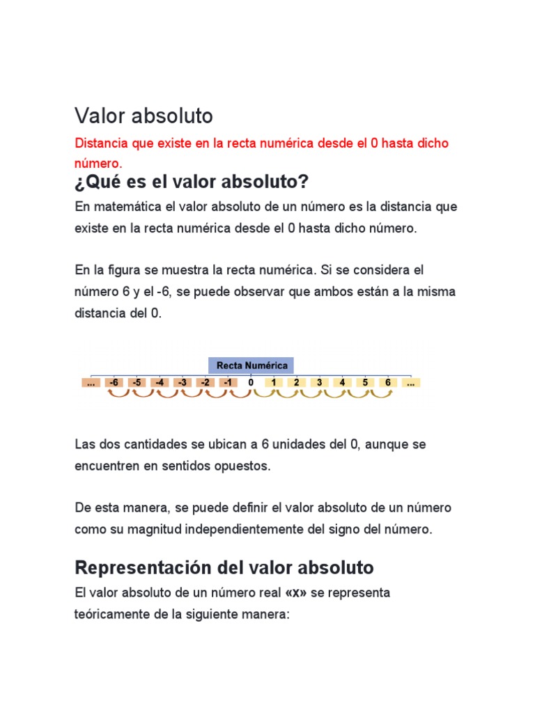 Definición y Propiedades del Valor Absoluto | PDF | División ...