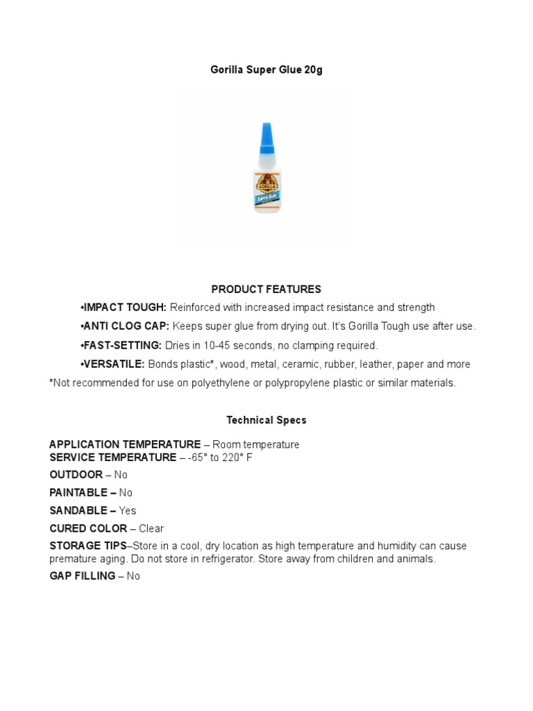 Gorilla Super Glue 20g PDF