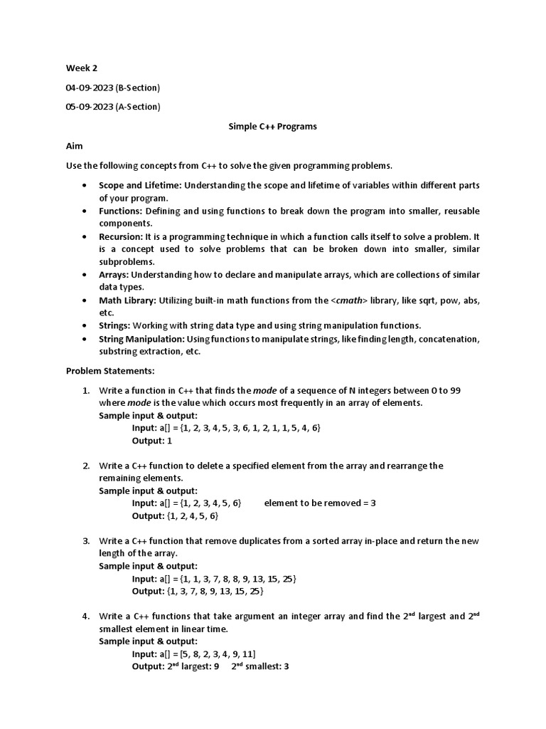 Examples Of Simple C Programs