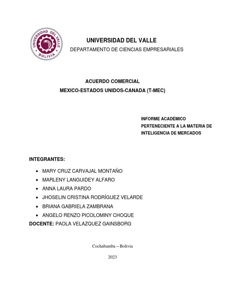 Informe T-Mec | PDF | Tratado de Libre Comercio Norteamericano | Comercio