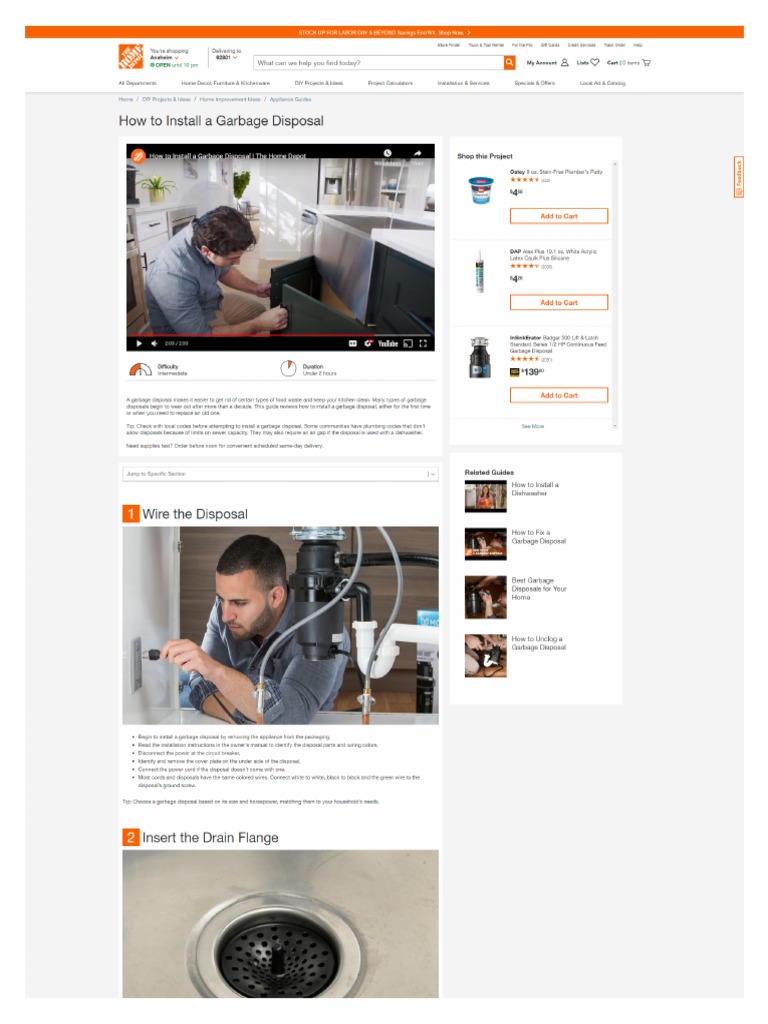 Screencapture Homedepot C Ah How To Install A Garbage Disposal