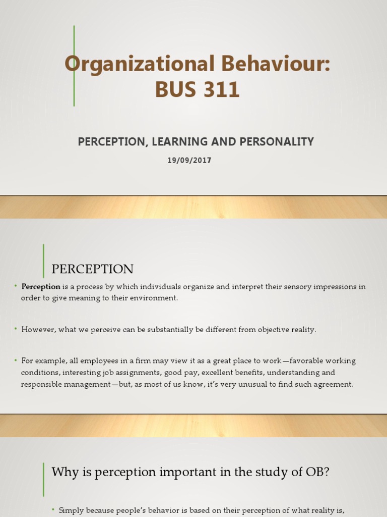 Understanding Perception and Personality in OB | PDF | Perception ...