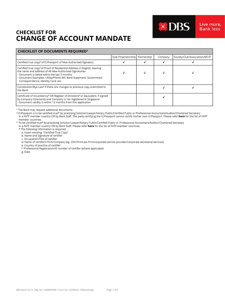Account Change of Mandate Form | PDF | Automated Teller Machine ...
