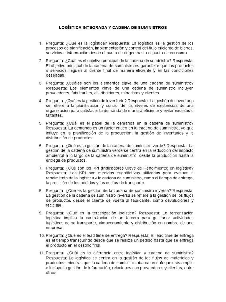 Guía de Logística y Cadena de Suministro | PDF | Logística | Gestión de ...