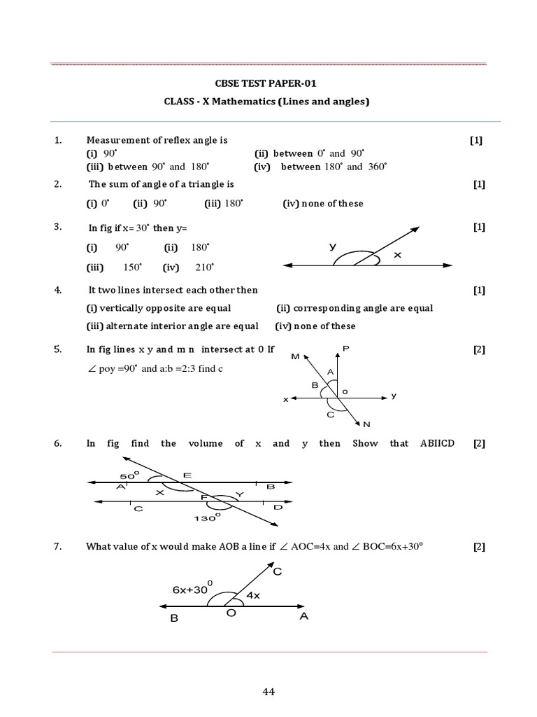 Class X Geometry Test Paper | PDF | Angle | Euclidean Plane Geometry