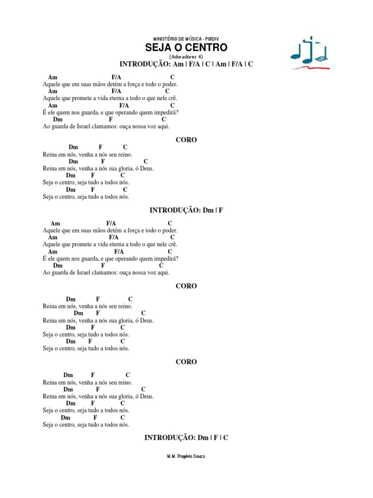 Letra e Cifras: Seja o Centro | PDF