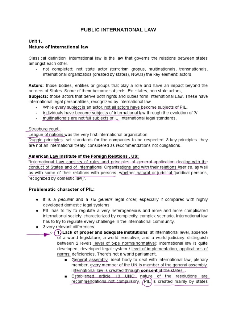 Public International Law Notes | PDF | Treaty | International Law