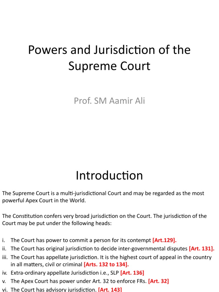 Supreme Court Powers and Jurisdiction Explained | PDF | Judgment (Law ...
