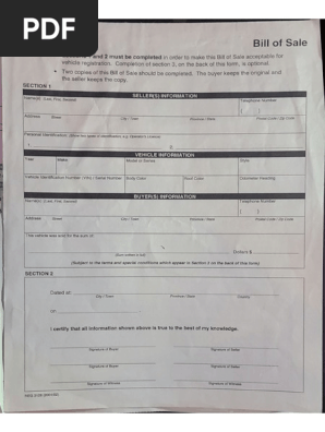Alberta Vehicle Bill of Sale Temp