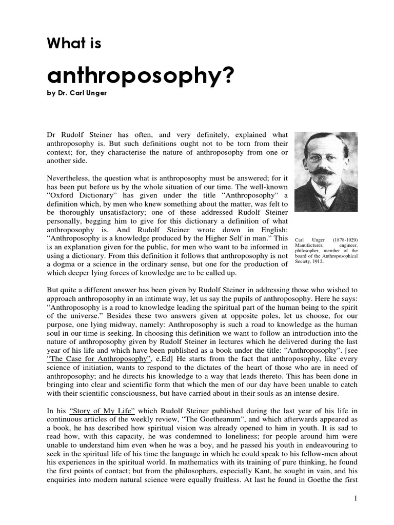 Carl unger what is anthroposophy pdf rudolf steiner soul