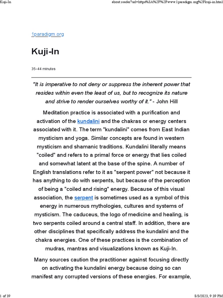 Kuji in | PDF | Kundalini | Vajrayana