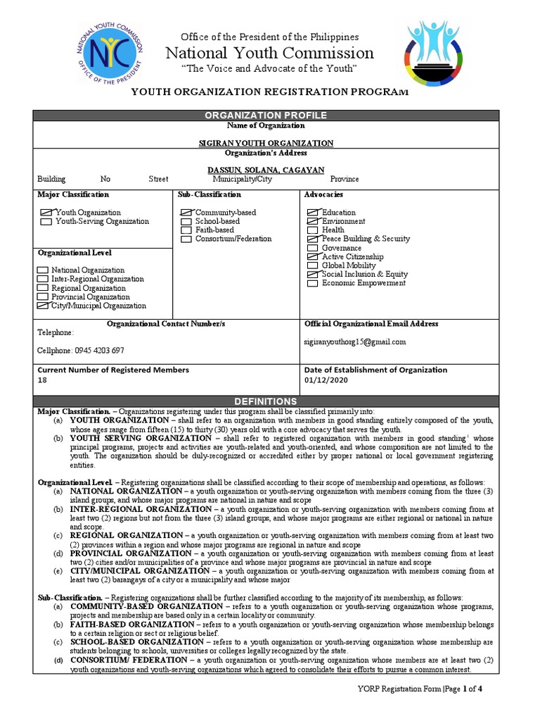 1.-Registration Form | PDF | Leadership | Government