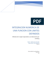 Integracion Numerica de Una Funcion Con Limites Definidos: Método de La Regla Trapezoidal y Corroboración Por Romberg