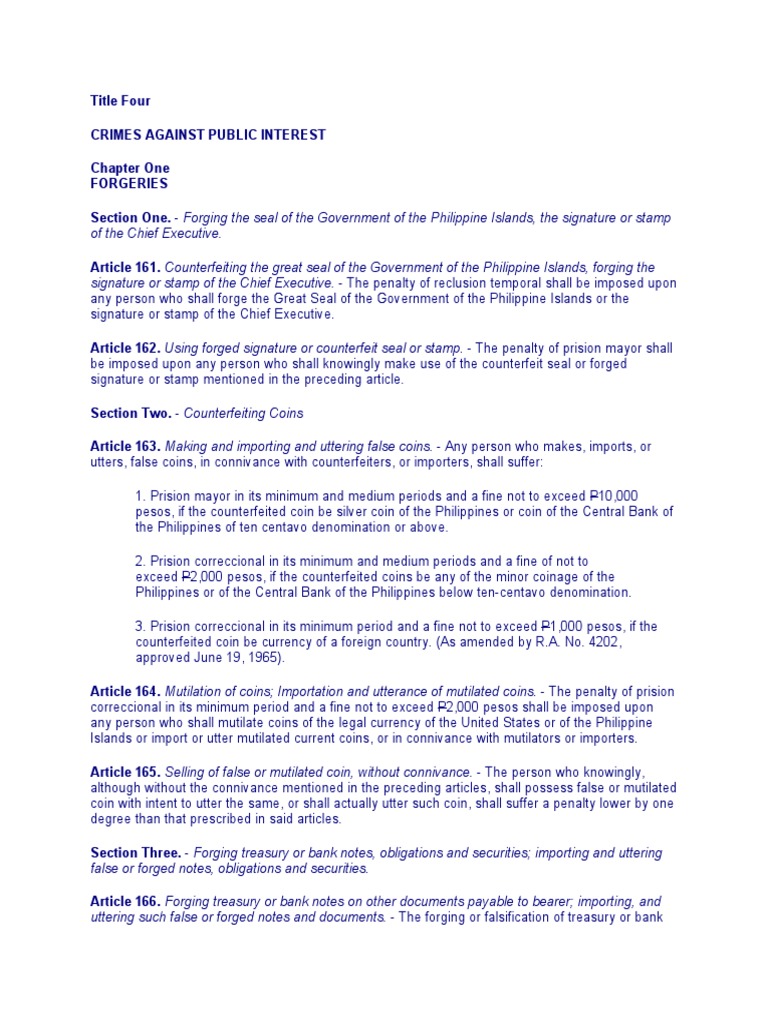 Revised penal code title four article 161 176 pdf forgery currency