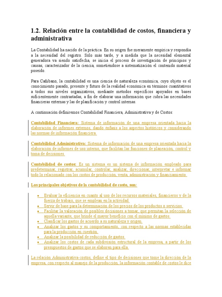 Contabilidad De Costos Financiera Y Administrativa Pdf