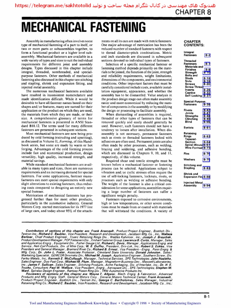 Tool & Manufacturing Engineering Handbook PDF Screw Metals