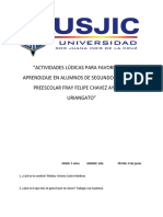 Actividades Lúdicas para Favorecer El Aprendizaje en Alumnos de Segundo Grado Del Preescolar Fray Felipe Chavez Ayala de Uriangato