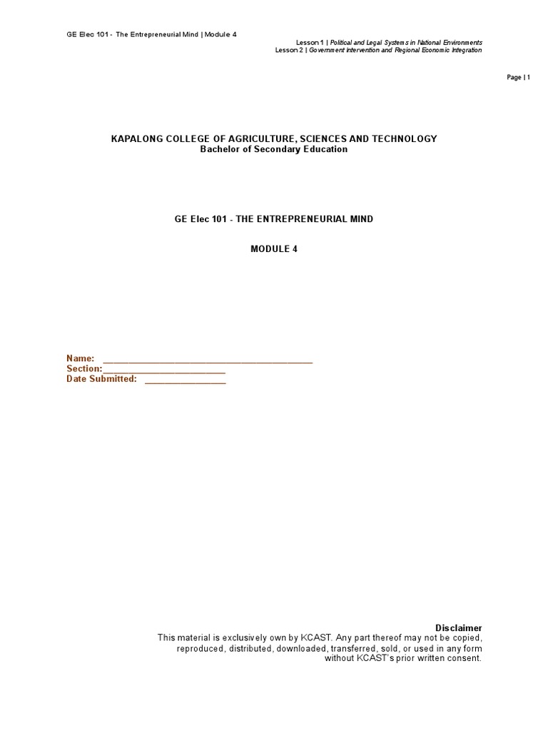 Ge Elec 101 Module 4 Pdf Protectionism Common Law