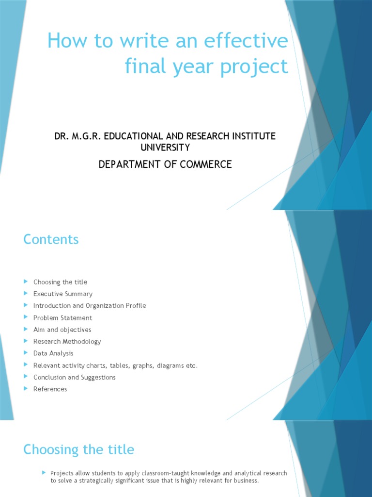 Final Year Project Writing Guide | PDF | Methodology | Survey Methodology