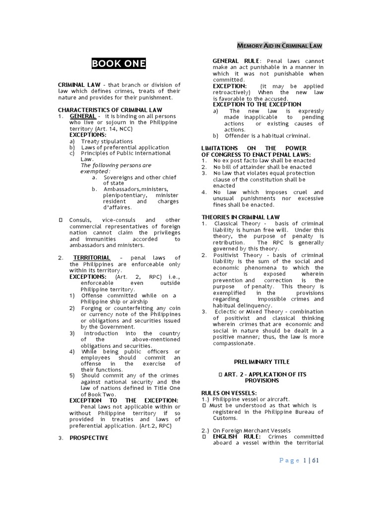 Criminal Law Book 1 | PDF