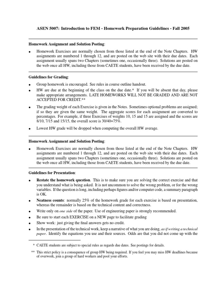 IFEM Hwguidelines | PDF | Homework | Teaching Mathematics