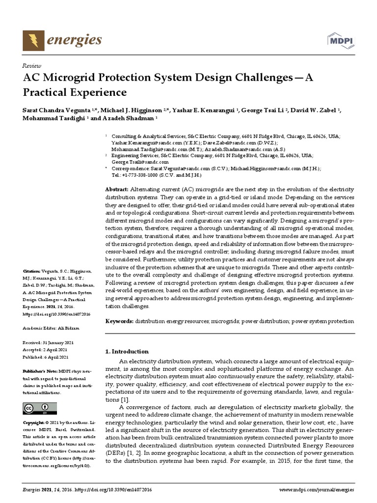 AC Microgrid Protection System Design Challenges-A | PDF | Distributed ...