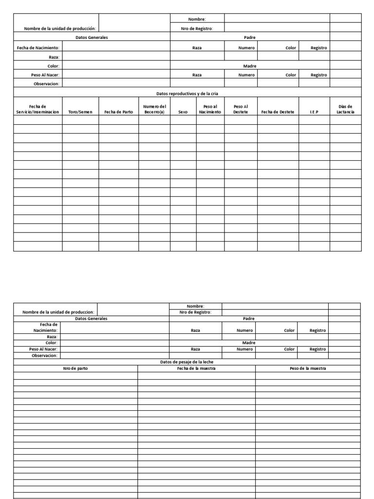Registro de Ganado Bovino y Producción Lechera | PDF