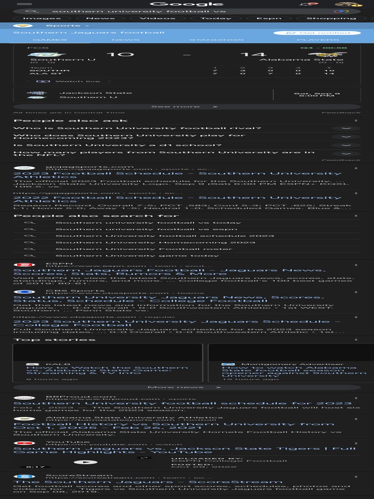 Southern University Football Vs Google Search PDF