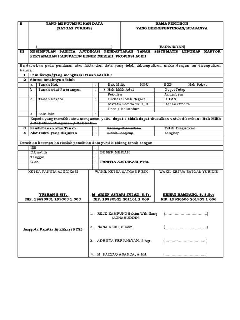 Form Risalah Lembar I | PDF
