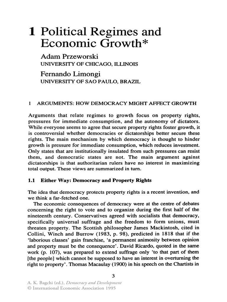 Democracy and Development Political Regimes and Economic Growth | PDF ...