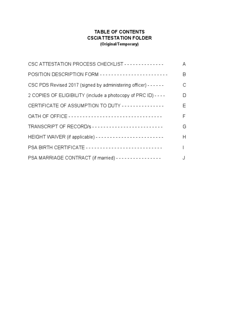 CSC Attestation Process Checklist | PDF