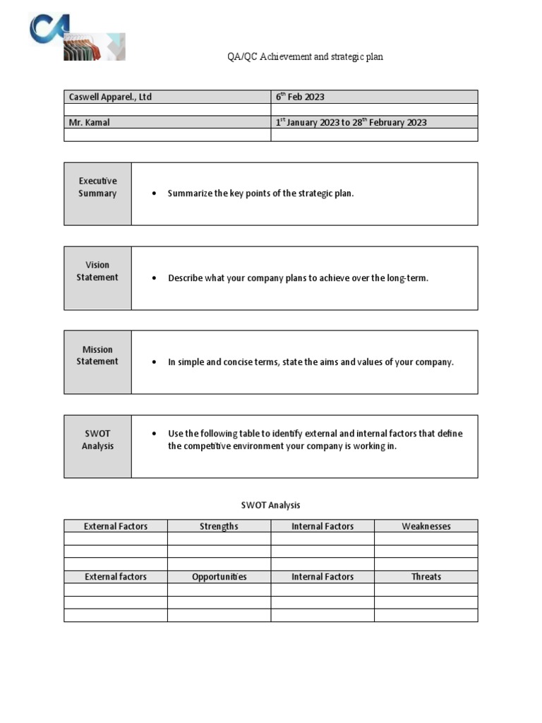 QA/QC Strategic Plan Overview | PDF