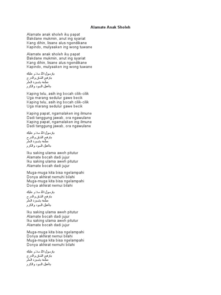 Alamate Anak Sholeh | PDF
