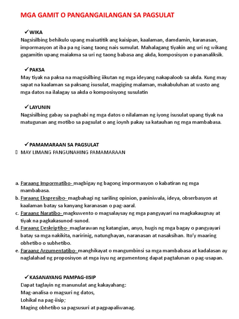 Pag Uulat Notes Students | PDF