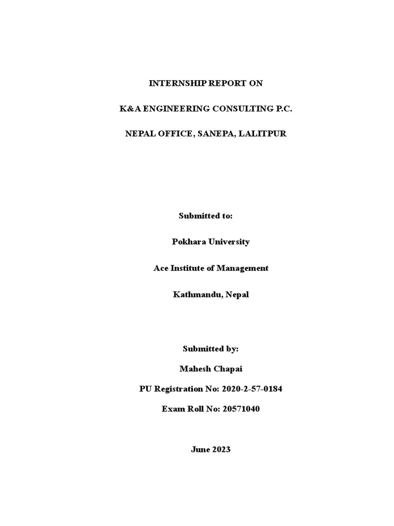 Internship Report Sample | PDF | Methodology | Feasibility Study