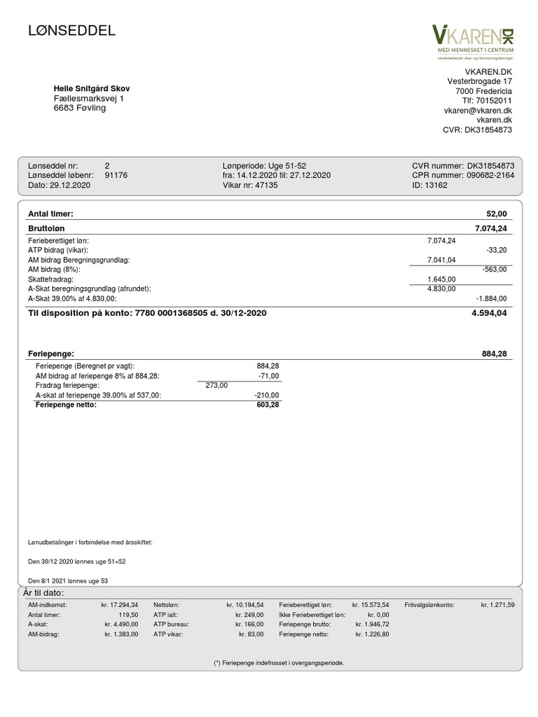 Lønseddel 13162 2 | PDF