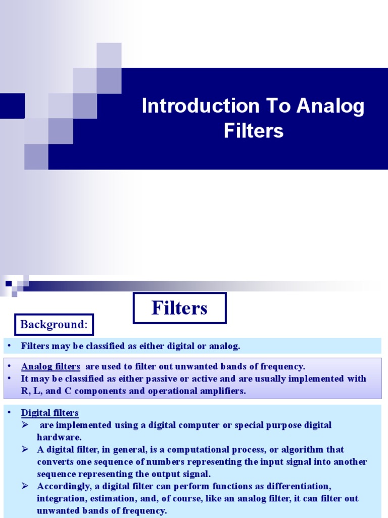 Introduction to Analog Filters | PDF | Electronic Filter | Low Pass Filter