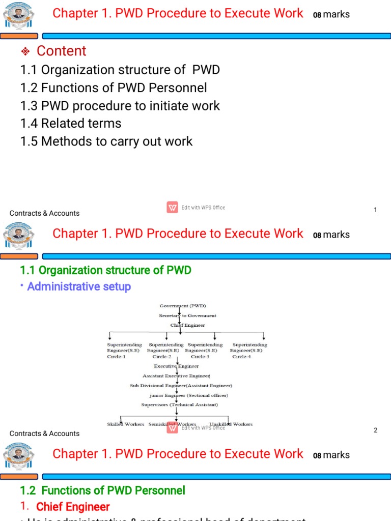 PWD Work Execution Procedures and Structure | PDF