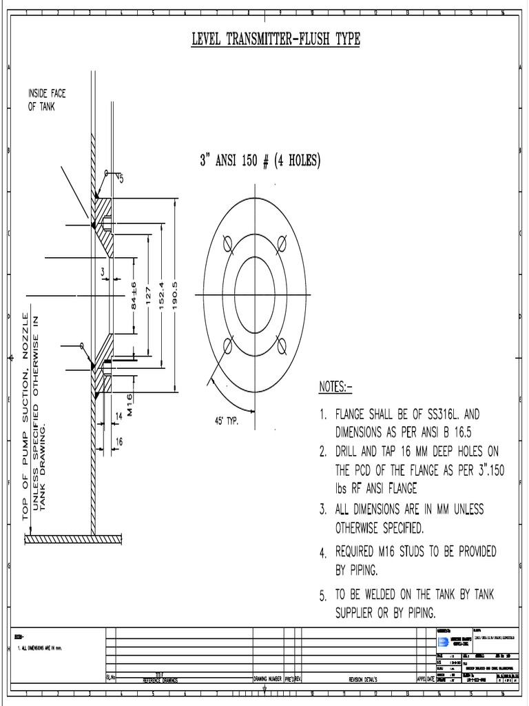 Sapm100IHud8608 Hookup Drawing For Level TransmitterSheet 1 of 5