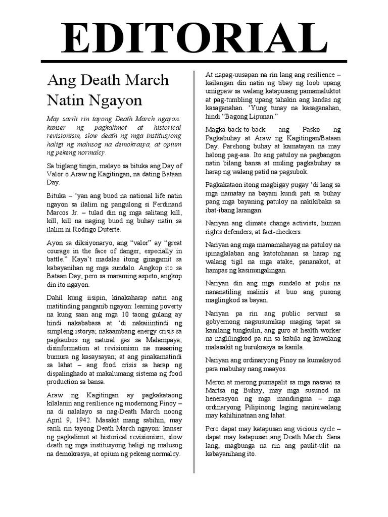 Ang Death March Natin Ngayon PDF