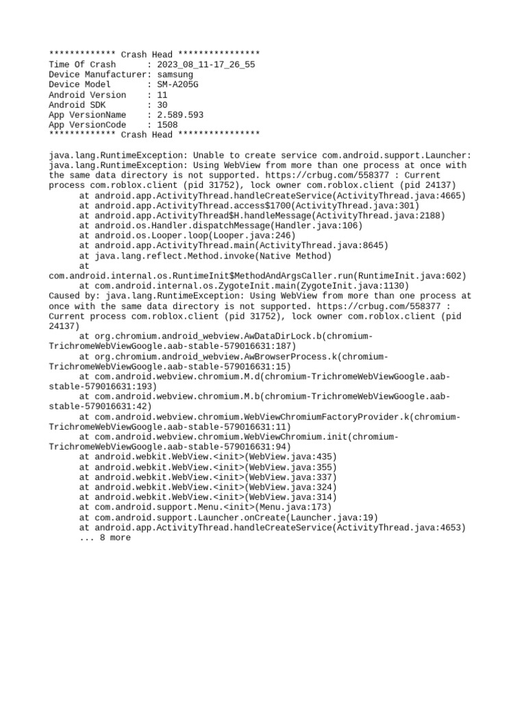 Roblox Client Crash on Samsung Device | PDF | Android (Operating System ...